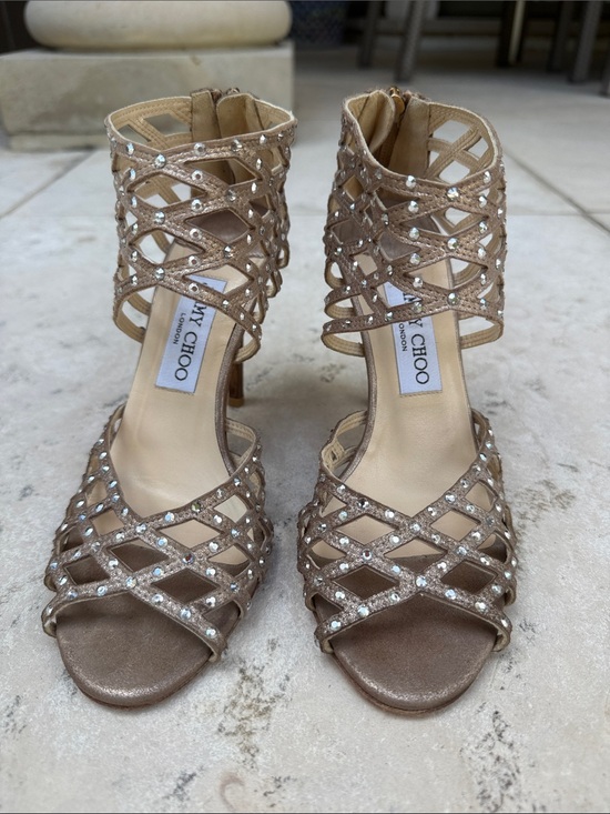 Jimmy Choo Shoes - Jimmy Choo Rose Gold Crystal Lattice High-Heel Sandals